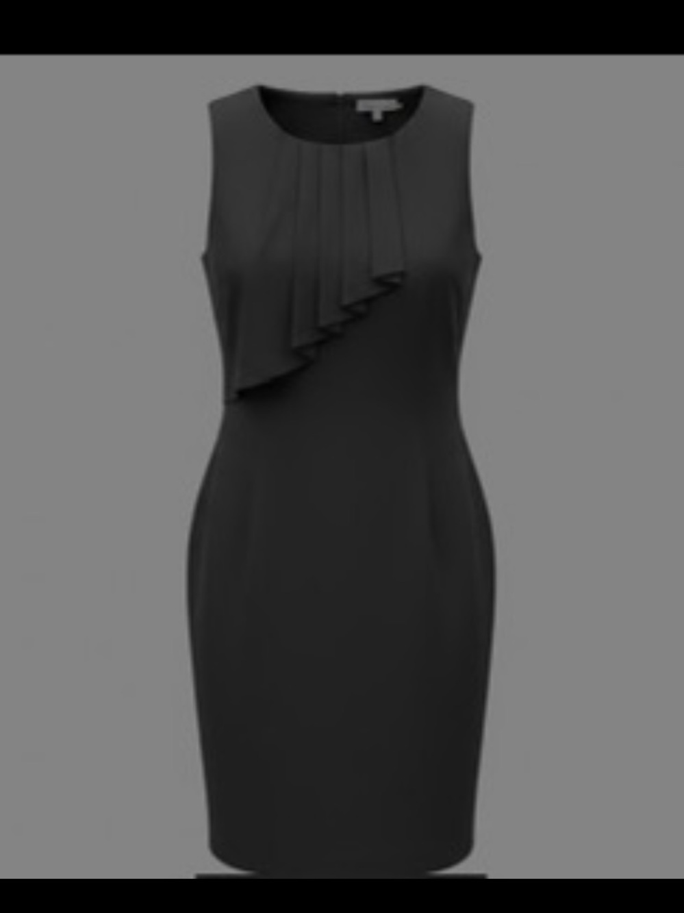 Calvin Klein Black Sleeveless Pleated Ruffle Sheath Dress